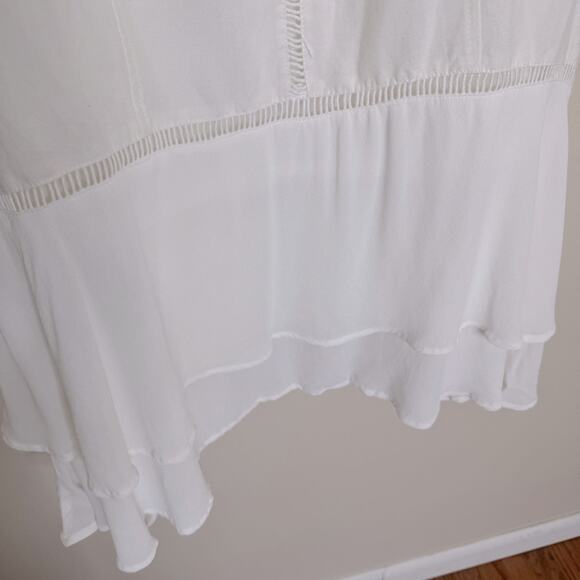 Chico's White Ramie Cotton Midi Skirt Pull-On Size 1/M - Picture 4 of 7